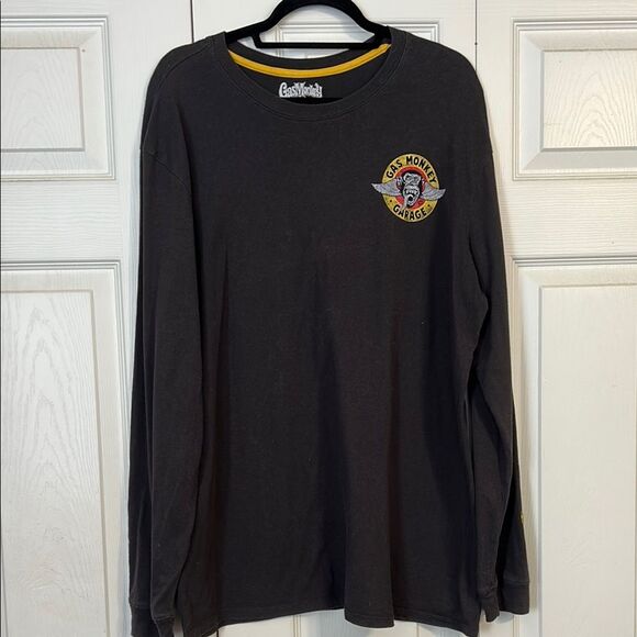Gas Monkey X-large Black Yellow Long Sleeve Tee Crew Neckline Pullover Soft - Picture 1 of 5